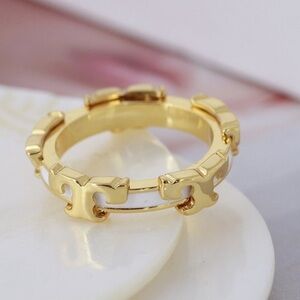 Tory Burch Logo T Enamel Serif Ring 8